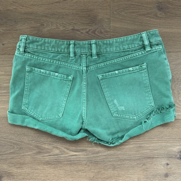 SER.O.YA Lex Distress Jean Shorts Vintage Jade Green SIZE 26 - Picture 5 of 13